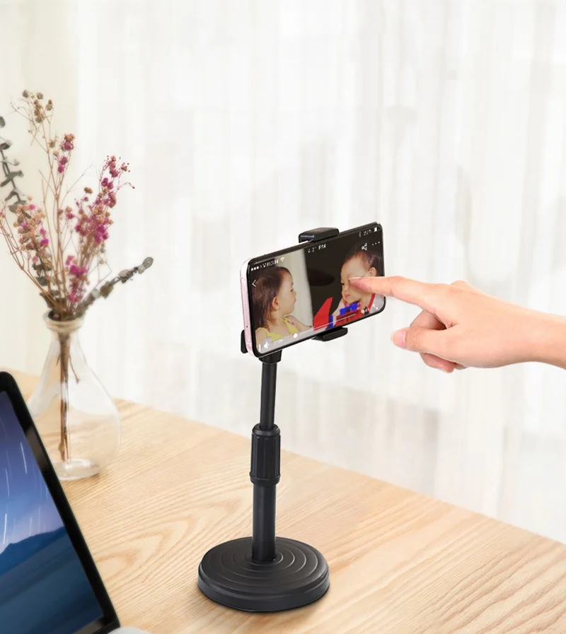 Wholesale Desktop Mobile Phone Holder Tablet Stand Desk 360 Rotate for Live Streaming Overhead Shoot Video Round Base