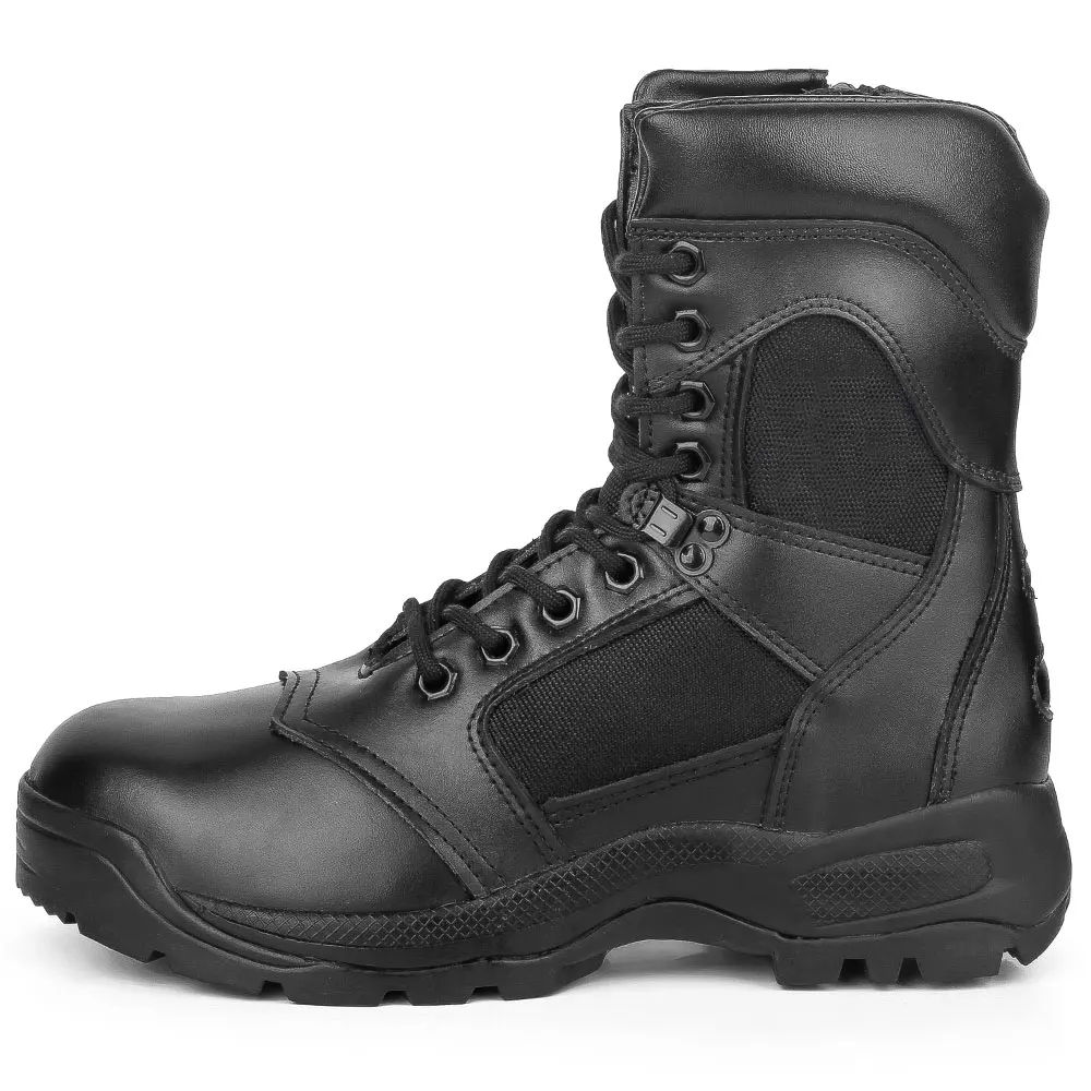 CQB Lace-Up Steel Toe Protected Tactical  Boots Black with Side YKK zipper