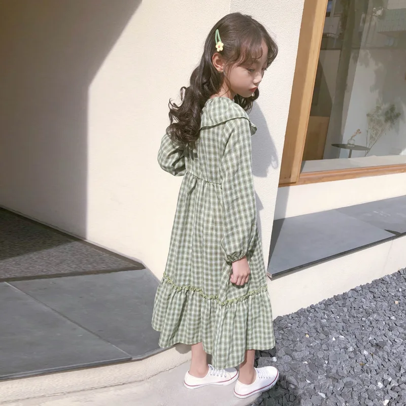 Leisure  Light green lattice 12 year old kids frock designs girls dress for kids