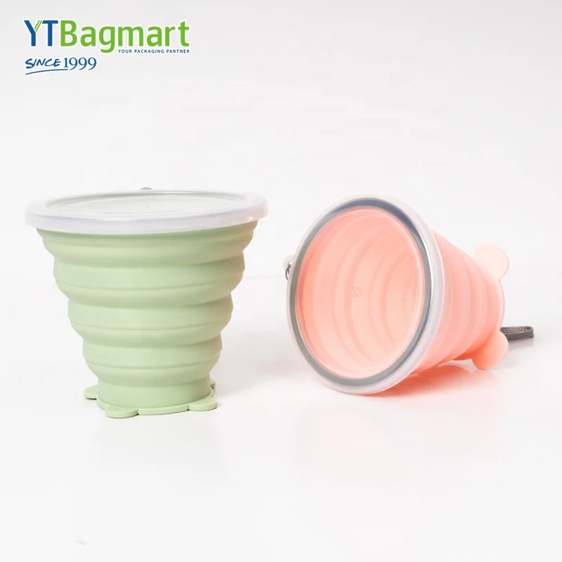 Collapsible Silicone Water Cup Folding and Expandable Cup Travel Water Mug with Lid for Travel Hiking Camping Foldable Cup