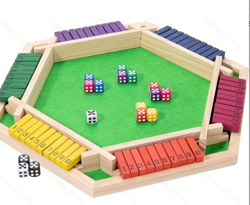 6 Players Shut The Box Dice Game Wooden Toys table game