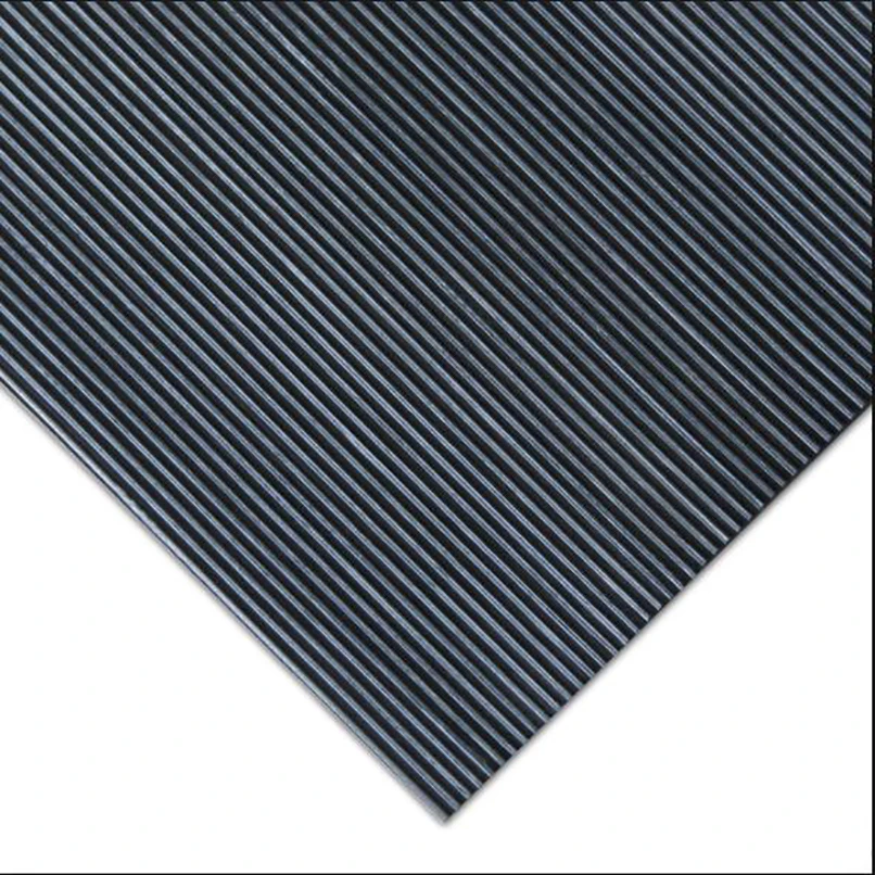 Non-skid  Anti-Slip Black Wide Ribbed Rubber Mats Flooring  Mats