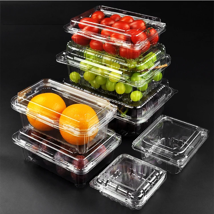 Disposable Take Away Transparent Clamshell Vegetable Packaging Plastic Box Food Container
