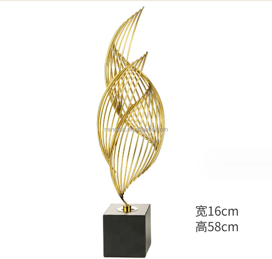 Modern Art Abstract Statue Creative Home Office Decoration Ornament Artificial Good Quality Small Metal Gold Abstract Statues