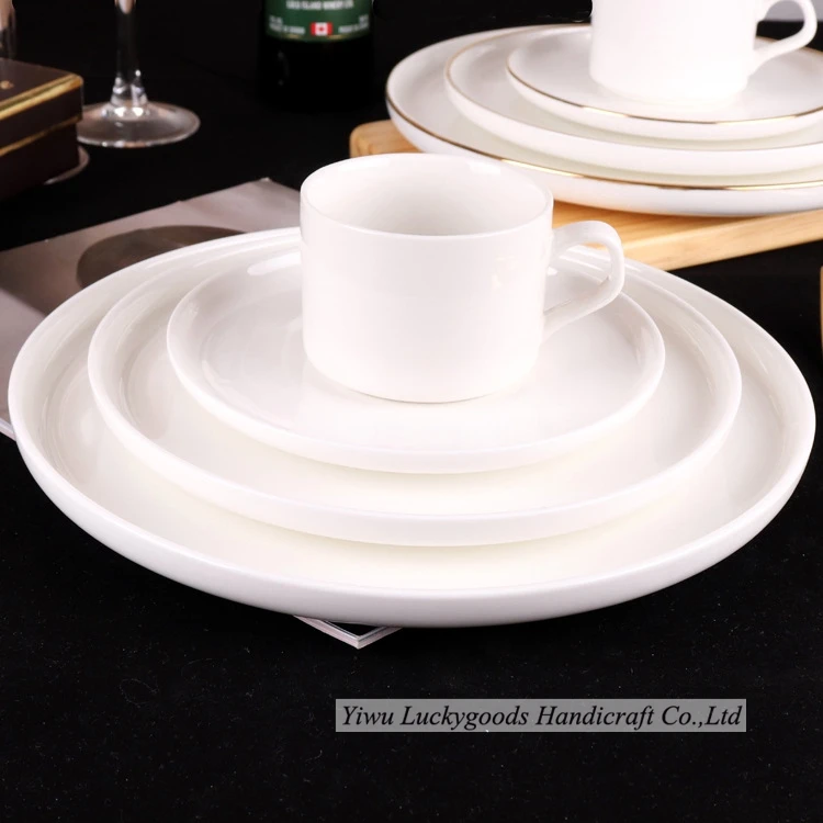 LK20191109-7 gold rimed porcelain charger plate white color wedding occassion pizza plate set for wholesale