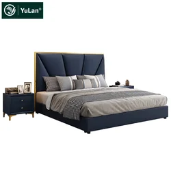 Hot Sale Luxury Modern Leather Storage Bed Solid Wood Frame for master Bedroom sets Furniture 1.8m Double Queen Size Bed