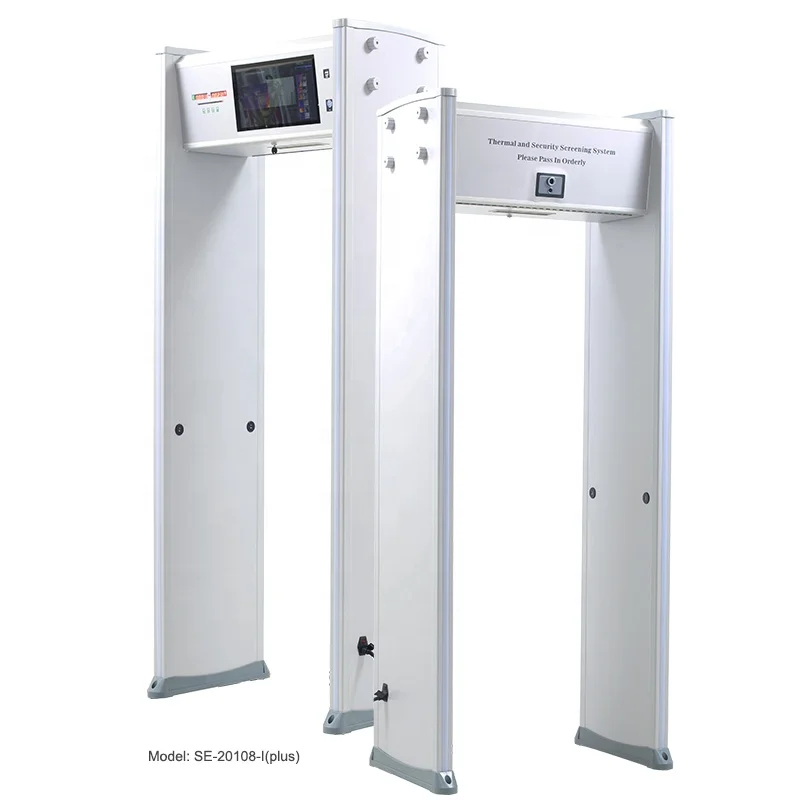 Safeagle Fever Intelligent Doors Walk Through Metal Detector Body Temperature Measurement Scanner Thermal Camera Gate