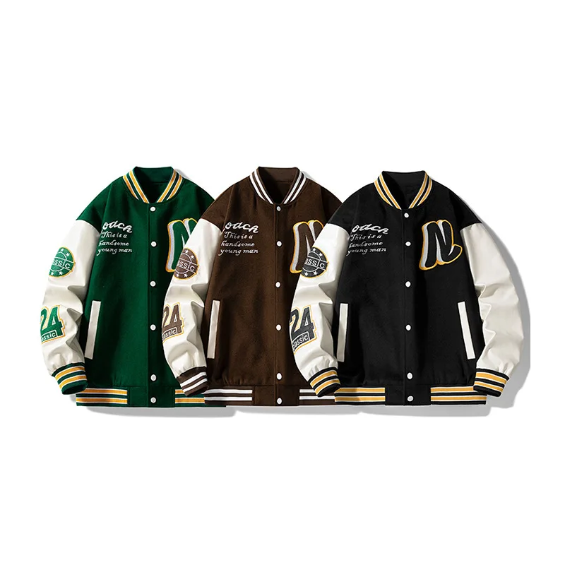 New Varsity College Letterman Jacket Customize logo Embroidery Body Sleeves High School Varsity Jacket