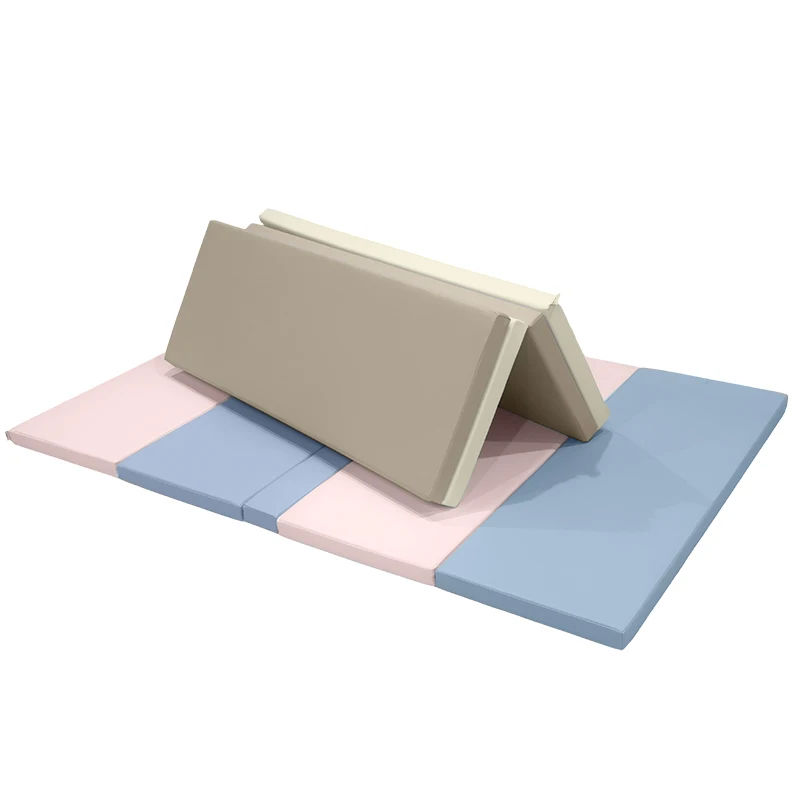 Factory wholesale new color series high quality PU leather kids 5 fold soft play area mat toddler gym play foam soft mat