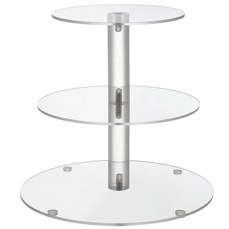 3 Tier Clear Round Acrylic Tower Wedding Cake Dessert Display Stand Rack Holder for Birthday