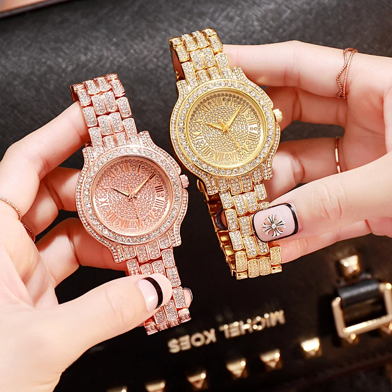 Luxurious Diamond Wrist Watches Luxury Bling Quartz Watch Brand Montre Colorful Men Wristwatch Relojes Manufacturer