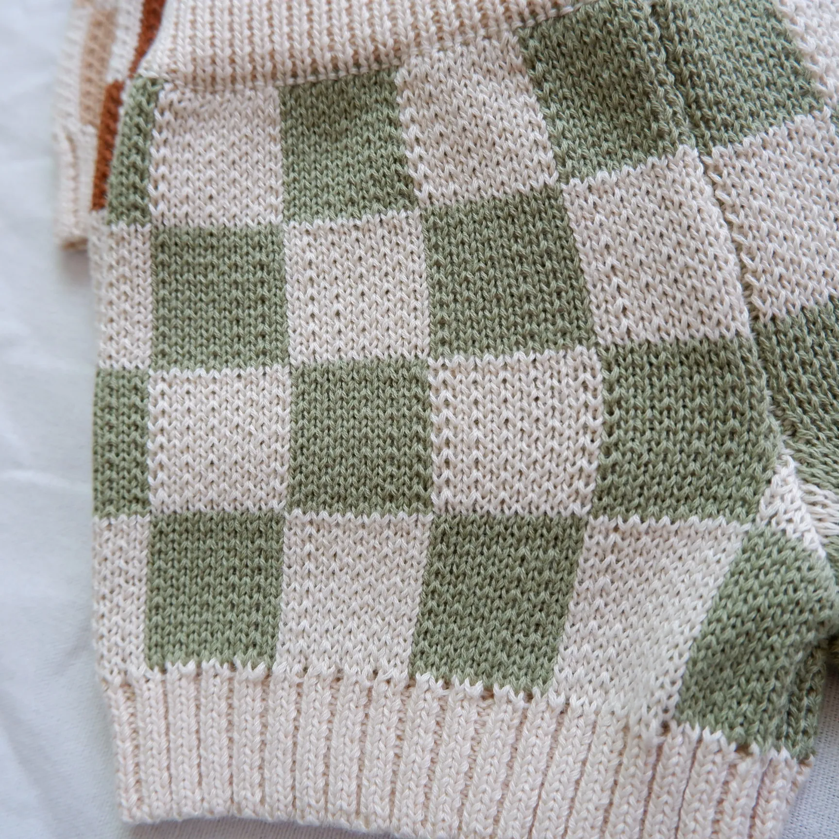 Custom Toddler Baby Knitwears Summer Checkers Knitted Tank Tops Shorts Set