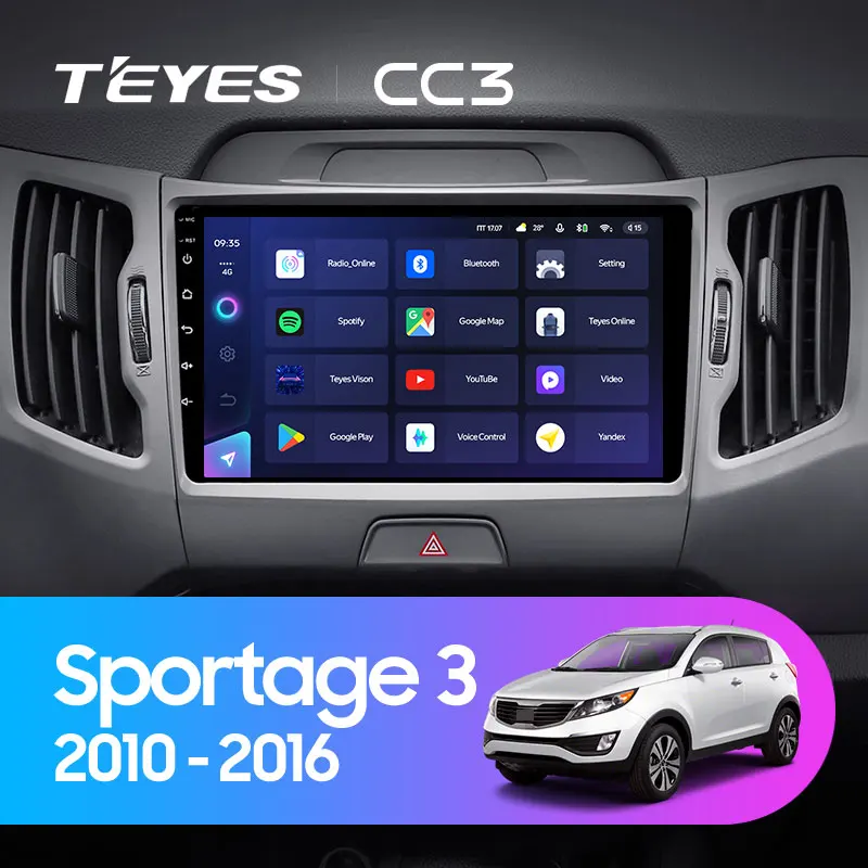Автомагнитола TEYES CC3 стерео-система под управлением Android с видеоплеером GPS Навигатором без dvd для Kia Sportage типоразмер 2