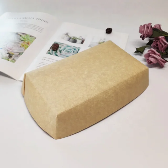 Disposable paper roasted chicken boxes boat shape takeout food trays with lids and clear windows