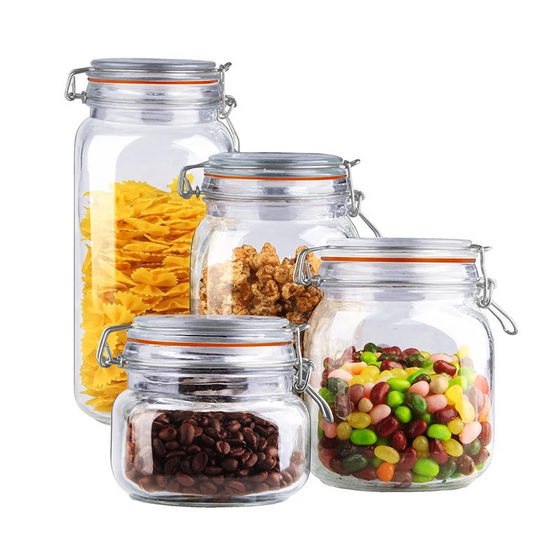 Ready-to-stock wholesale transparent glass sealed jars Honey, nuts, seasonings, grains sealed Packaging jars