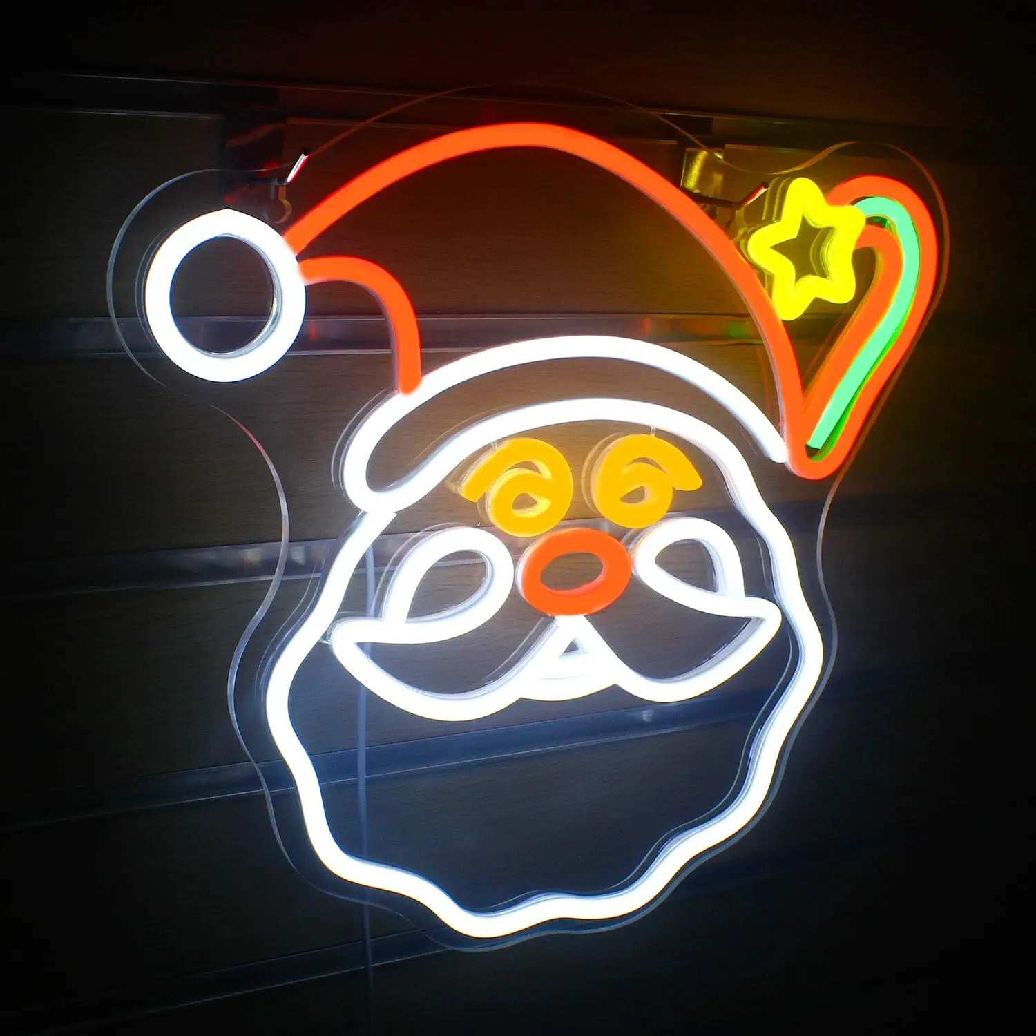 Merry Christmas Neon Sign Santa Led Sign Claus Star Neon Lights for Wall Decor USB Powered Switch Light up Sign