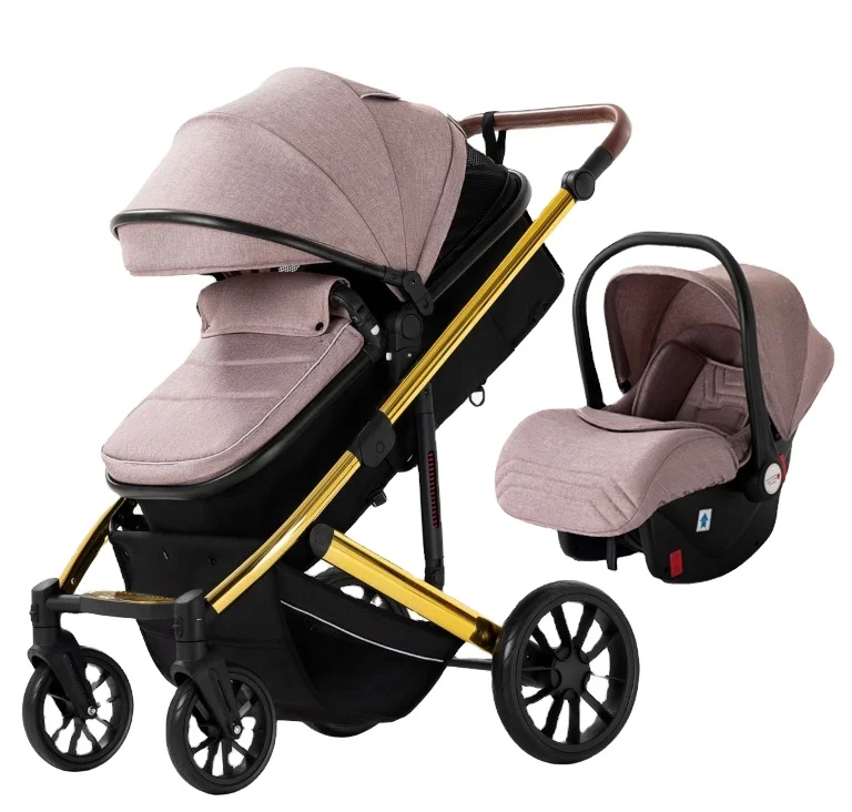 Factory customize luxury 3 in 1 high landscape baby stroller with car seat  cheap carrinho de bebe carriage travel pram for baby