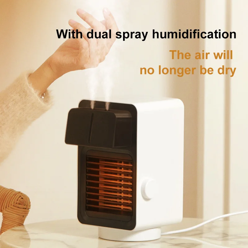 Multifunction 2 In 1 Electric 1300W 3 Speeds Adjustable Dual Spray Humidifier 120 Degree Shaking Head Warmer Fan Heater