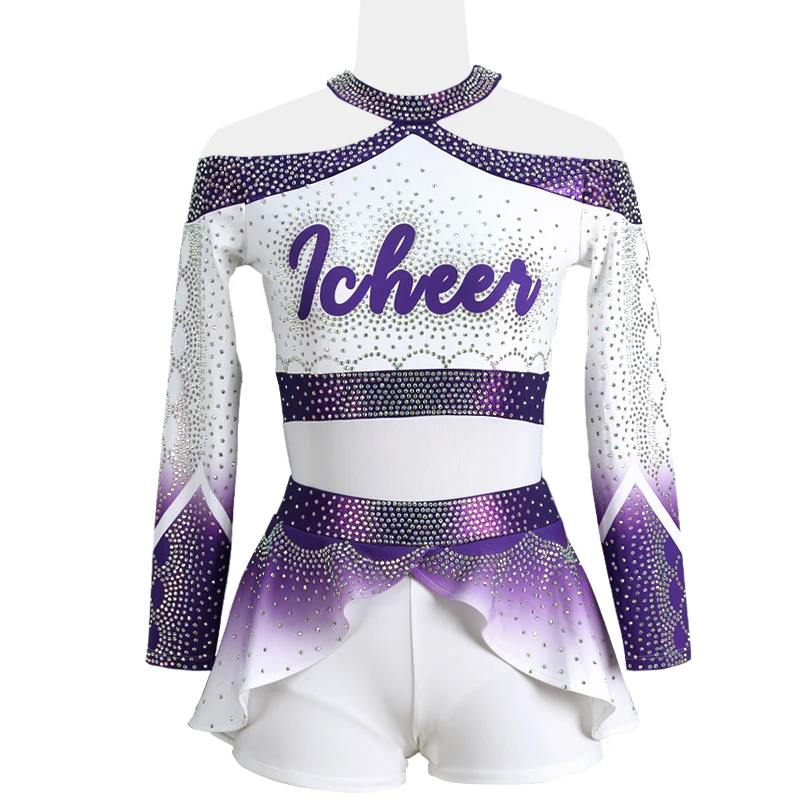 2022 Latest crop top custom design all stars competition long sleeve cheer costume cheerleading uniforms