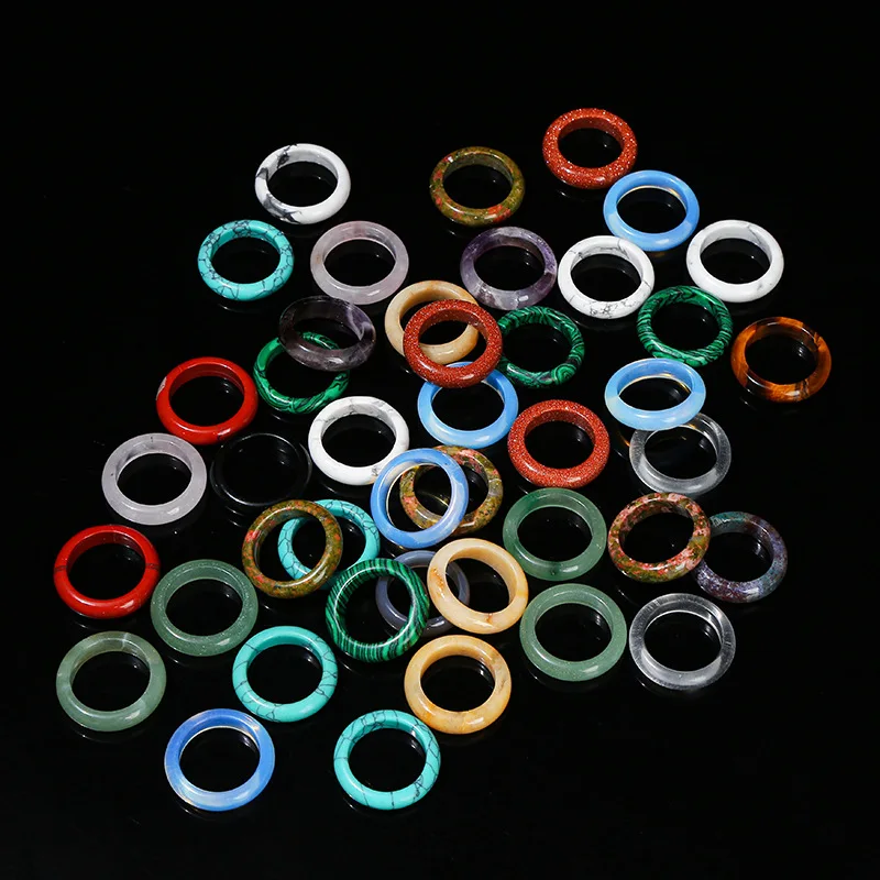 Fanyue Natural Amethyst Jade Agate Ring Hot Sale with Stones 2024 Wholesale Stone Rings