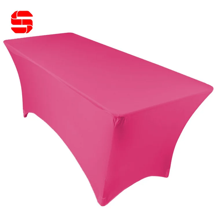 Wholesale 6 8 10 ft Blank Solid Color Business Fitted Stretch Display Royal Blue Table Cloth Covers Fitted Spandex Tablecloth