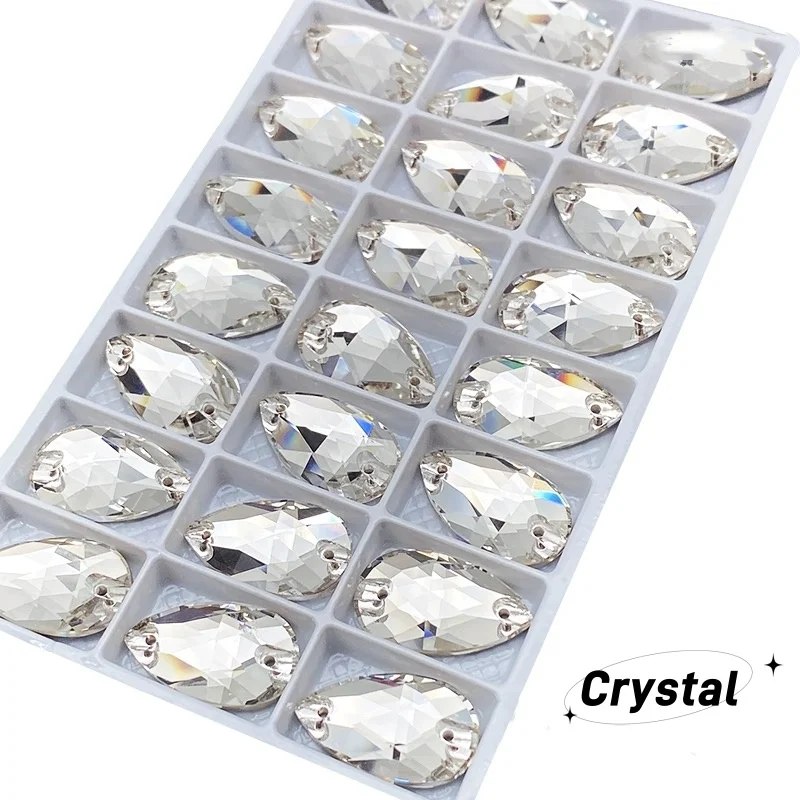 SZ Pear Drop Sew - on K9 Rhinestones Crystal Rhinestones Two Holes Diamond Flat Back Glass Rhinestones For Dress decoration