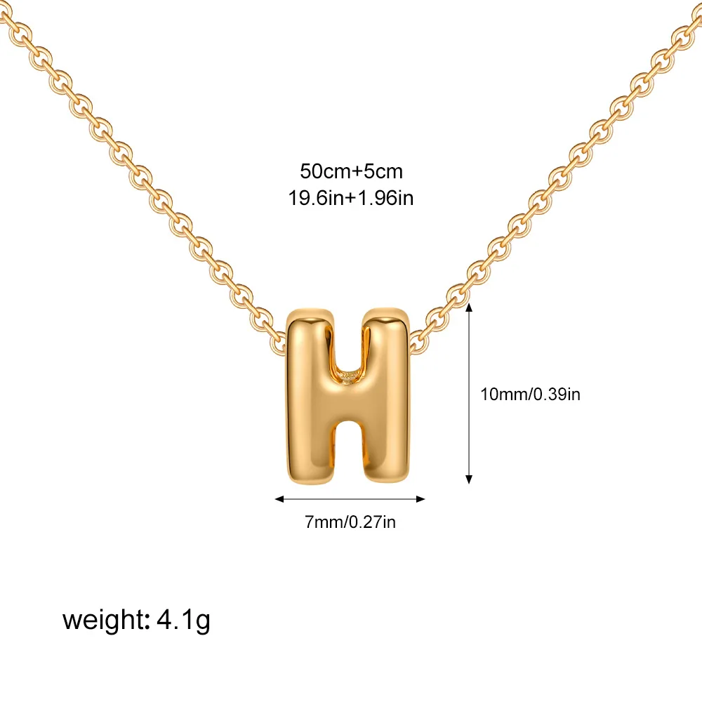 Fine Fashion Jewelry 18K Gold Plated Bubble 26 Letters Necklace Women Personalized Letter Initial Charms Necklace