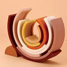 
Silicone Rainbow Stacker Puzzle Blocks Educational Toys for Kids Baby Toddlers 