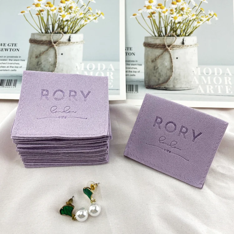 Custom logo jewelry bags for earring necklace holder display with insert suede microfiber jewelry packaging velvet pouch