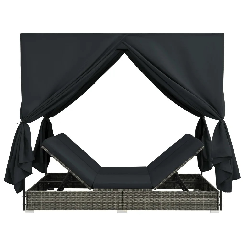 outdoor garden patio balcony poolside rattan and wicker double sun bed with shelter