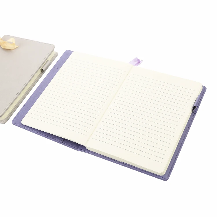 China Unique Spine Leather Diary Notebook refillable ivory paper line printing Note Book with pen holder