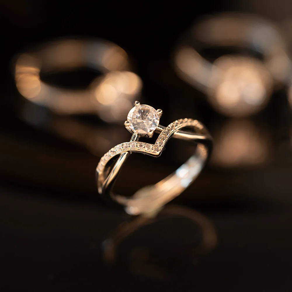 Small Niche Design Full Diamond Ring Simple Fashionable Tempered with Ins Style Adjustable Opening Stainless Steel Jewelry