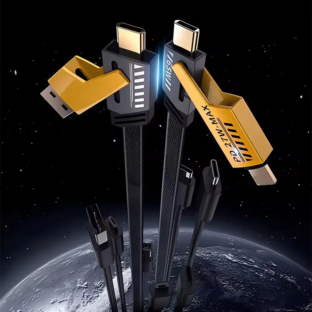 4 in 1 Fast Charging Cable USB Type C 65W Charger Data Cord Multi-device PD 27W Flash Charging Wire for iPhone 15 14 Type C