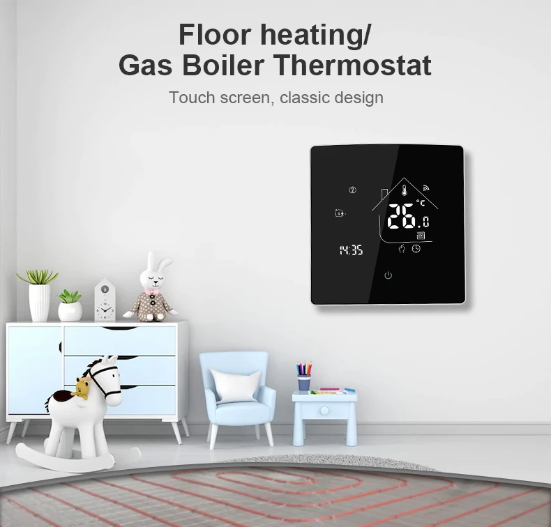Bandary Electric Underfloor Heating Wireless Room Digital Thermostat Wifi Work with Alexa, Google Home