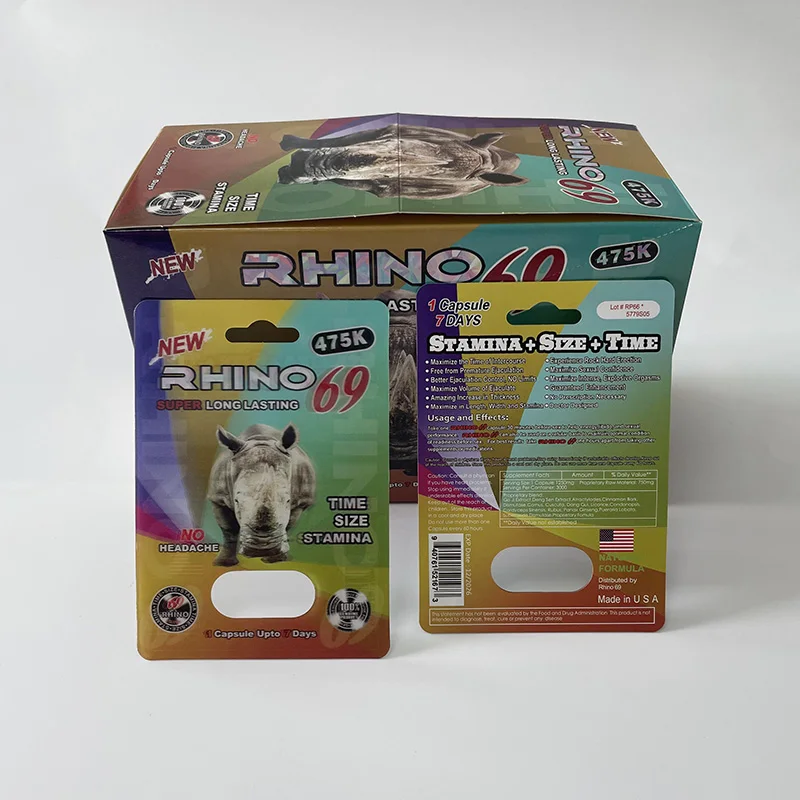 Uv printed pink pussycat paper cards for sexy tablet for women male enhancement pill packaging rhino 69 7 725k 3d cards box