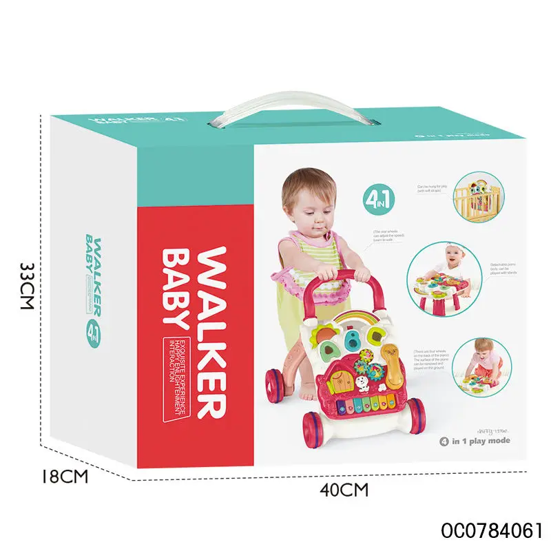 Baby Walker Multifunction Infant Stand-to-Sit Toddler Four Wheels Trolley Kids Learning Walking Toddler Toys Piano