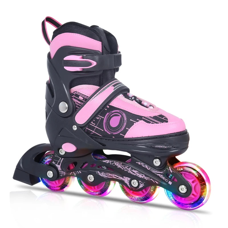 Outdoor Adults Adjustable 4 Flashing Wheels Inline Skate Shoes Patines En Linea Roller Skates For Kids