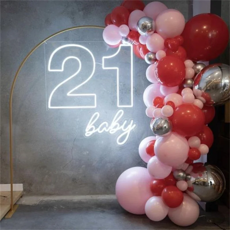 Custom 21 Baby Led Neon Signs for Birthday Party Baby NEON  Number 21 Birthday Multicolor Led Light Lamp
