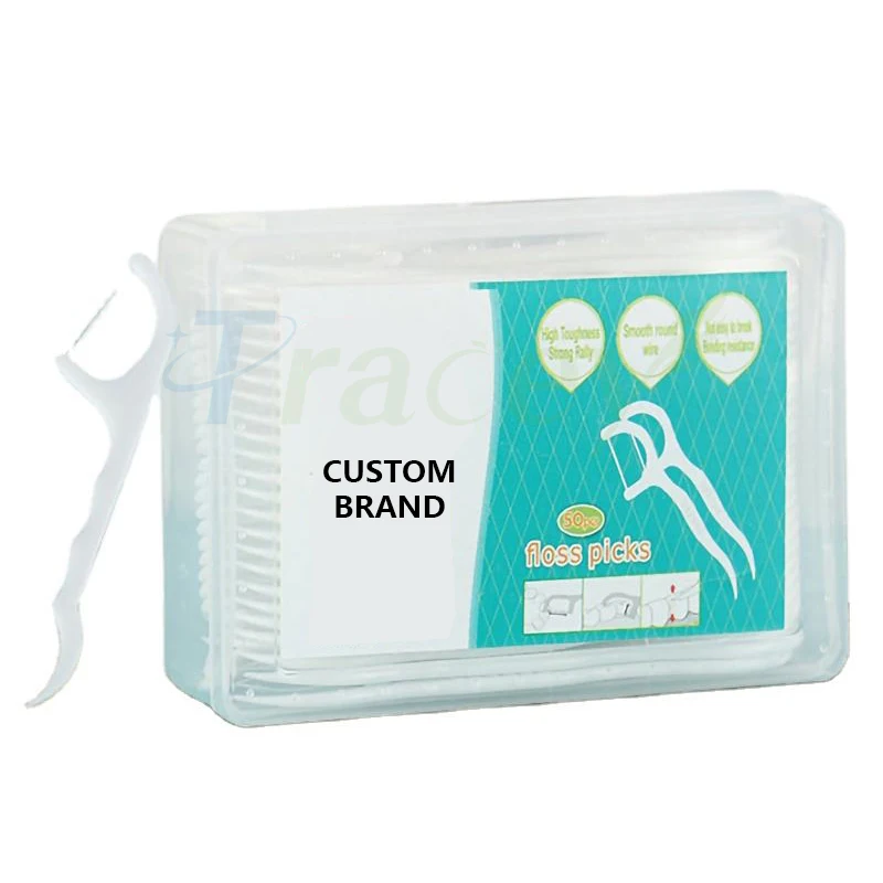 Biodegradable Handle Black/White Corn PLA Floss Pick Floss Stick Tooth Pick