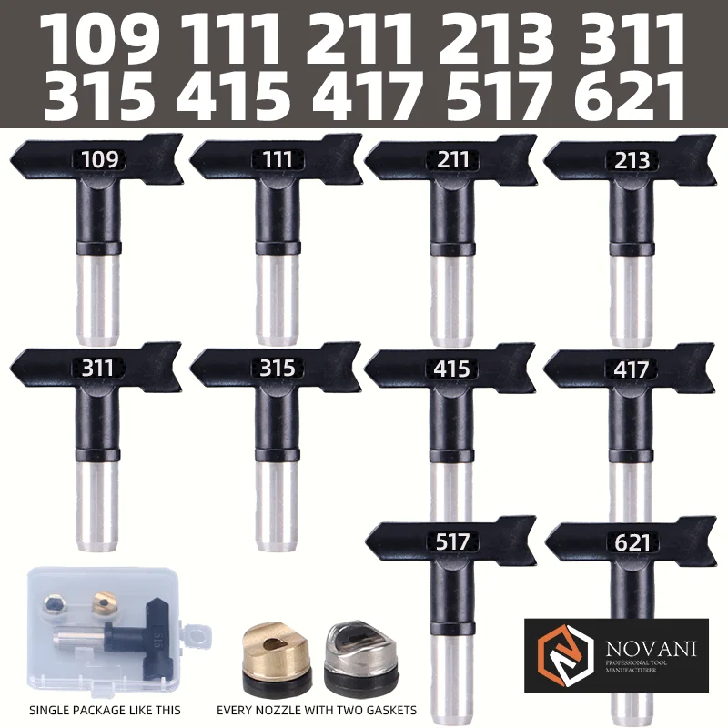 Factory Direct Sales 213 311 315 415 417 517 621 Airless Spray Nozzle Black Tip for Power Airless Spray Gun