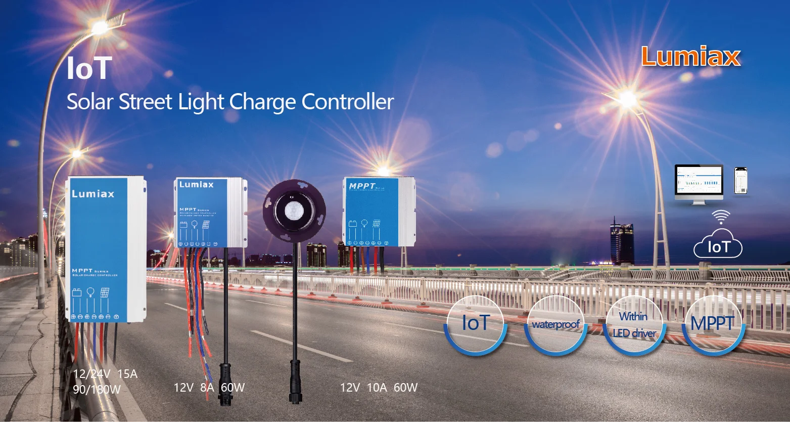 Lumaix 8A 12V  panel charger MPPT solar led street light dc controller