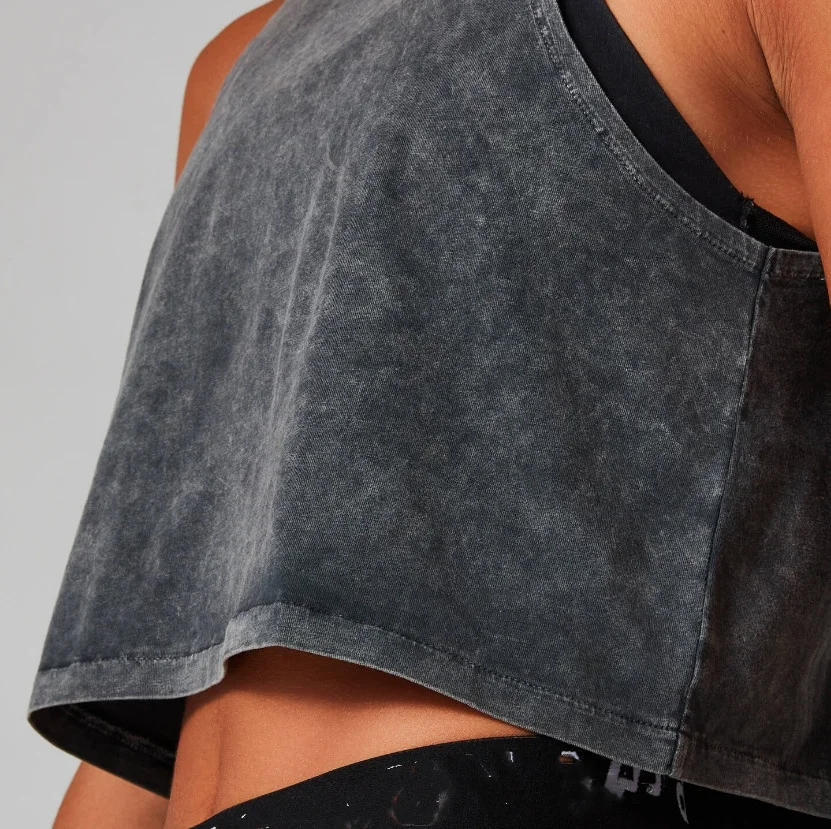 customized womens crop top 100%cotton acid wash singlet workout yoga tank top factory