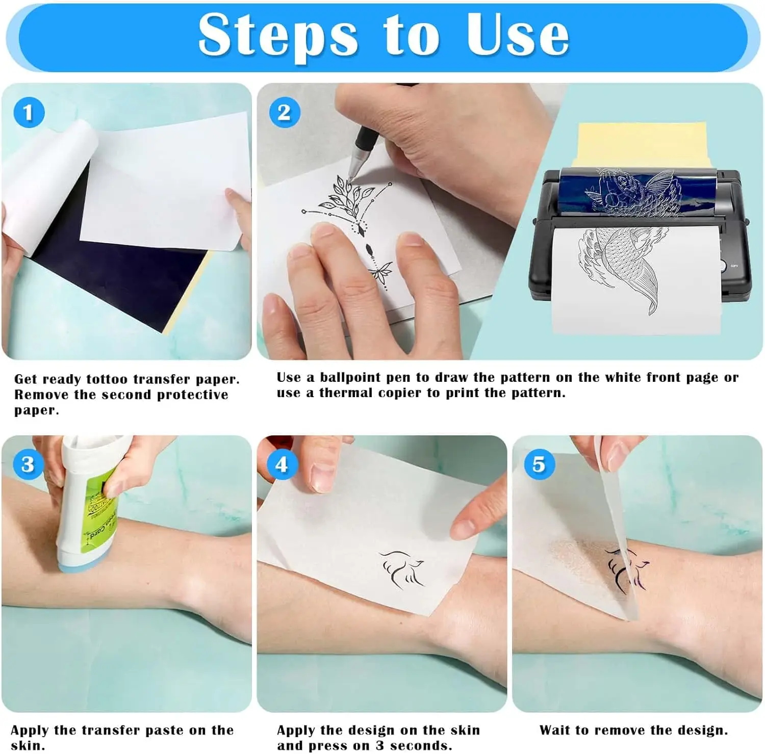 Hadiyah Factory A4 Size Copy Paper Thermal Tattoo Stencil Transfer Paper for Tattoo Beginner Artist 100 Sheets/box