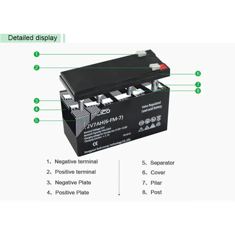 12 Volt 12V 7Ah 7 amp deep cycle SMF Rechargeable AGM sealed lead acid VRLA battery for Solar IPS UPS
