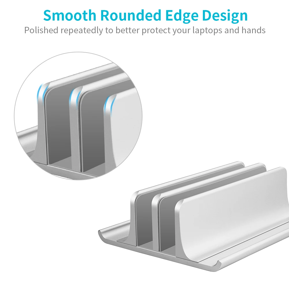 Новый дизайн 4 в 1 до 17,3 дюймов-серебряный Настольный двойной держатель Регулируемая металлическая алюминиевая вертикальная подставка для ноутбука