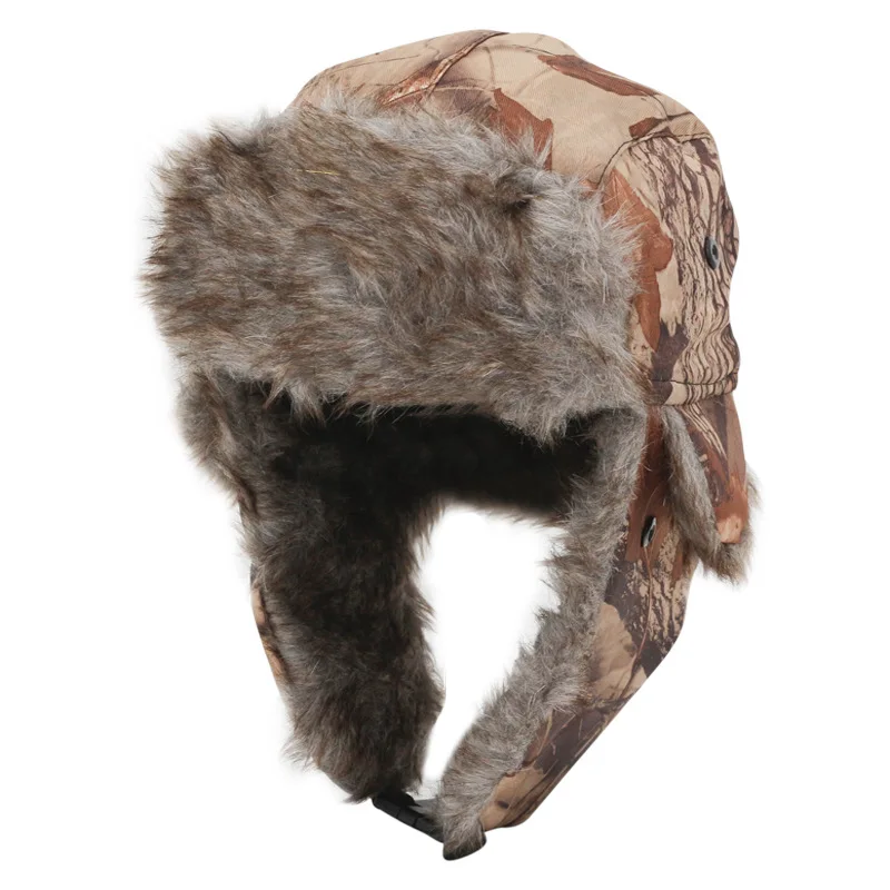 Custom Fur Trooper Earflap Trapper With Ear Flaps Camouflage Winter Warm Aviator Hats