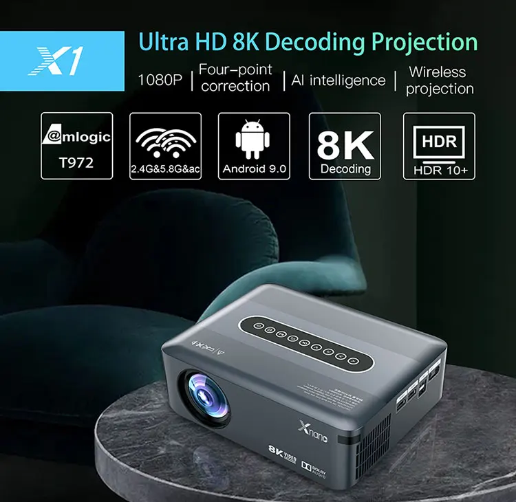 Оригинальные заводские Светодиодные проекторы для домашнего кинотеатра X1 Android 9 0 Full HD 8K 1080P