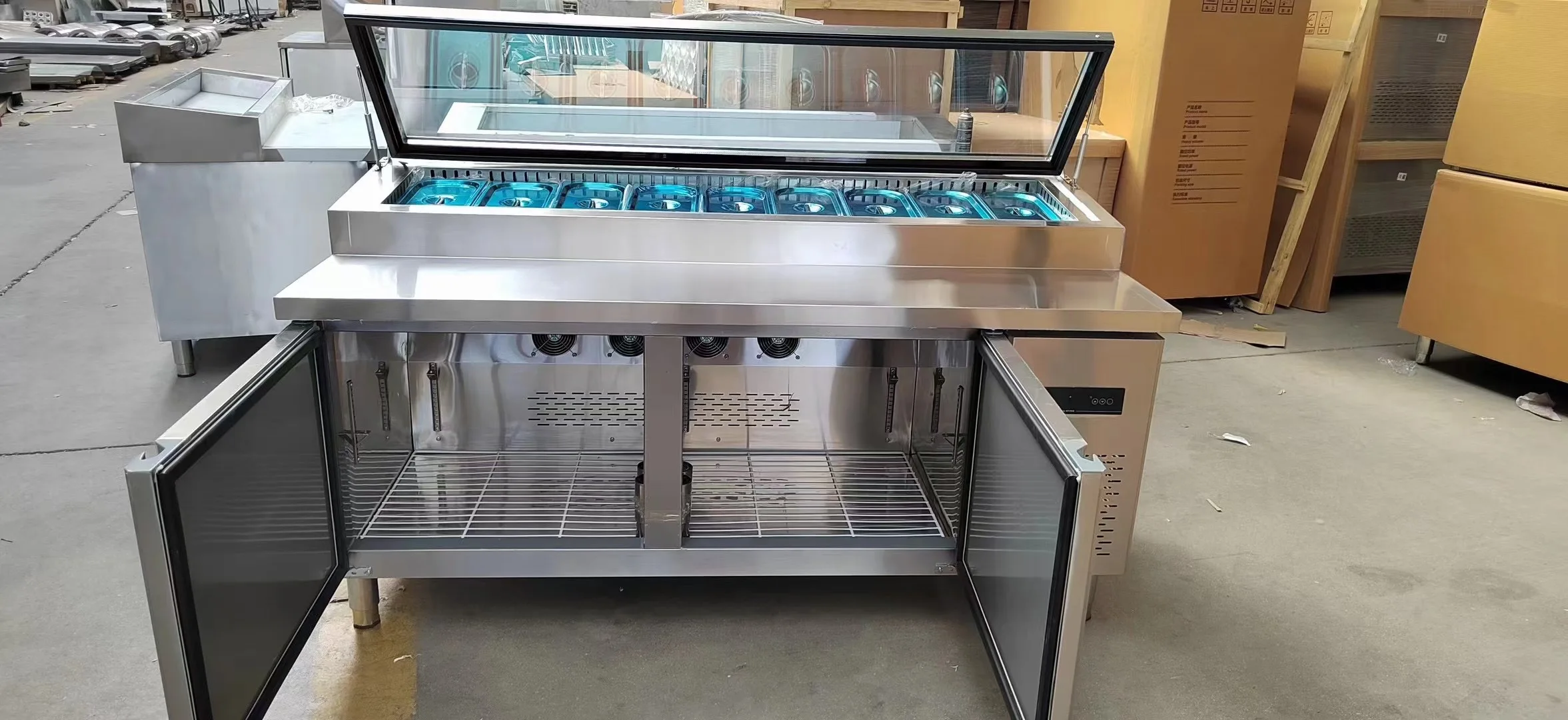 Cheap Under Refrigerated Sandwich Prep Table Freezer bubble table work station refrigerator Milk Tea Bar