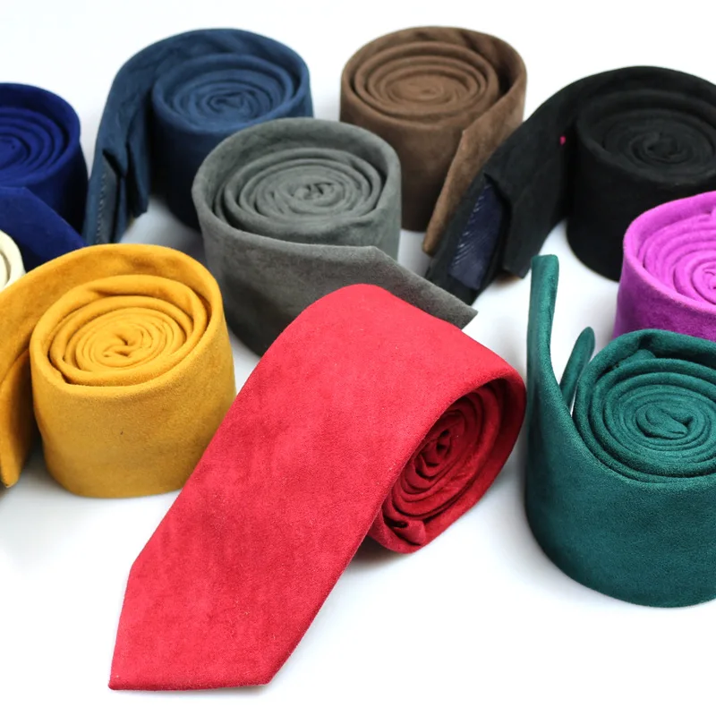 Модный однотонный мужской мягкий галстук Gravata свадебный узкий для жениха микрозамшевые