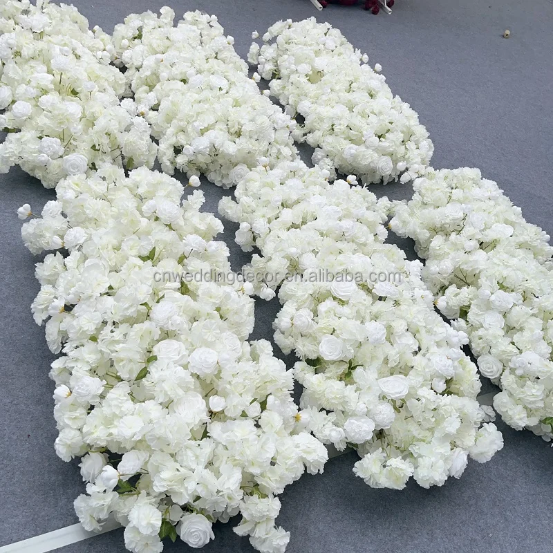 SMOOTH White Cherry Blossom Rose Flower Row Runner Wedding event  flowers arrangement Decor Event Decor Wedding Background